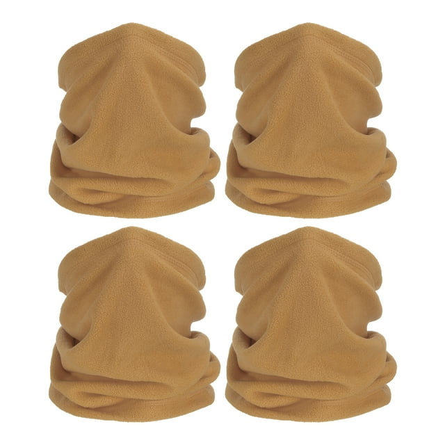 Unique Bargains Winter Neck Warmer, 4 Pack Drawstring Warm Face Scarf Windproof Neck Gaiter, Khaki