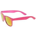 thumbnail image 3 of Retro Metallic Square Colored Mirror Lens Horn Rimmed Sunglasses 55mm (Magenta / Red Mirror), 3 of 4