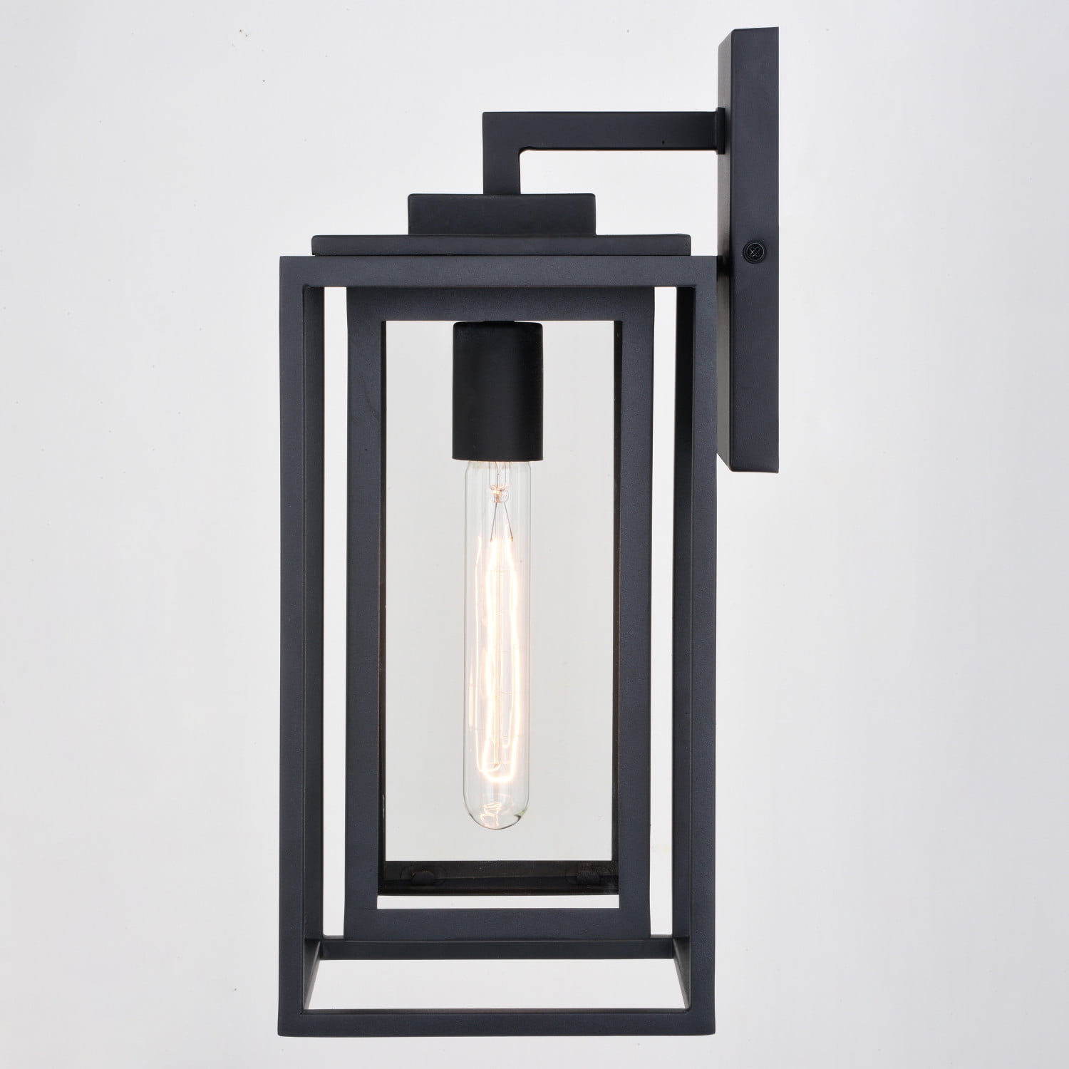 Filmore 1 Light Textured Black Transitional Outdoor Wall Lantern Clear Glass