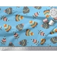 thumbnail image 3 of Soimoi Blue Japan Crepe Satin Fabric Tribal Leaves Print Fabric by Yard 44 Inch Wide, 3 of 3