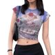 thumbnail image 1 of Camisetas De Mujer Camiseta corta slim fit y volantes con estampado de cerezas para mujer Ygjytge para Mujer Azul T M, 1 of 8