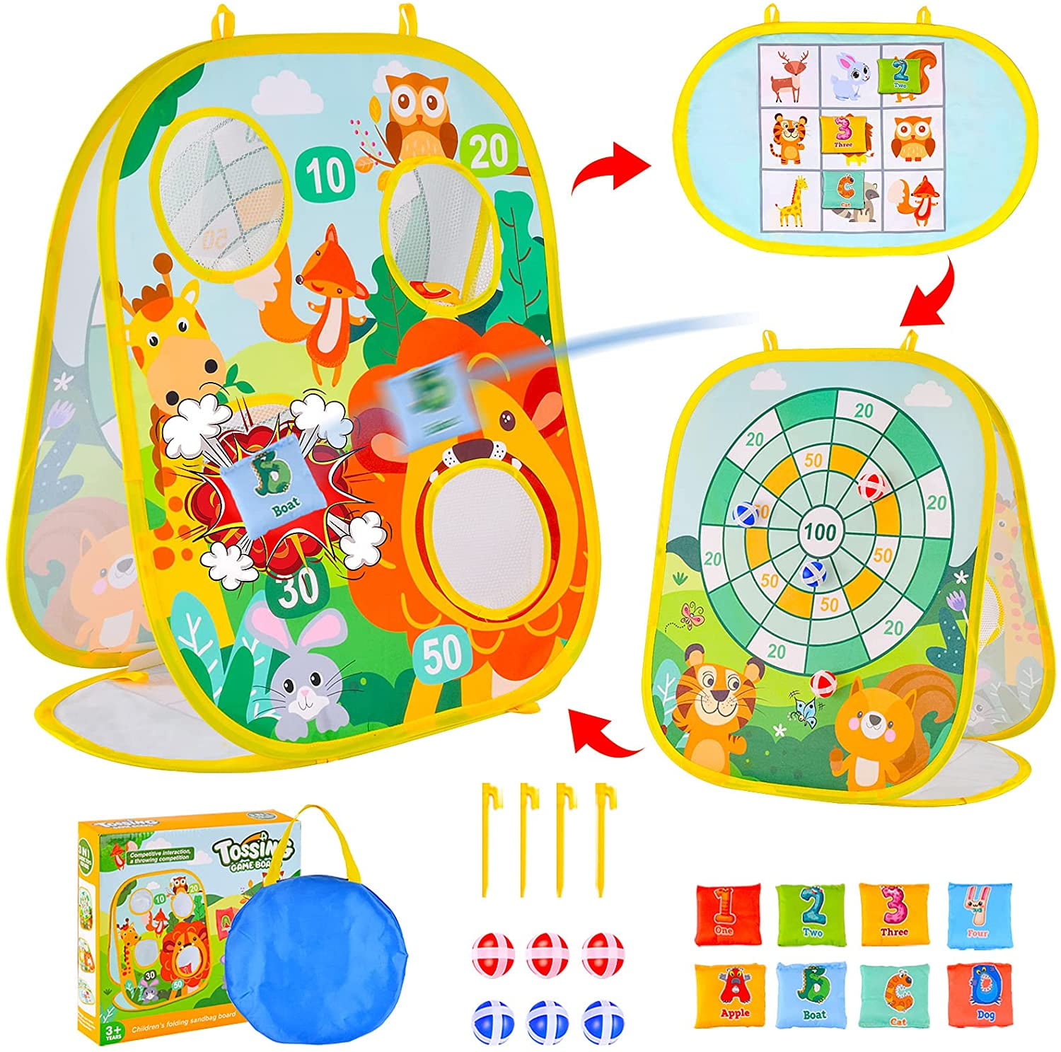 Cartoon Toss Game with 8 Bean Bags, Kids Funny Toss Game, Bean Bag Set, Outdoor Group Sports Cartoon Toss Game with 8 Bean Bags, Kids Funny Toss Game, Bean Bag Set, Outdoor Group Sports