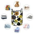 thumbnail image 6 of Kll Black Cow Print With Sunflowers Country Waterproof Foldable Laundry Hamper Bucket With Handles For Storage Bin,Kids Room,Home Organizer (Small), 6 of 8