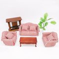 thumbnail image 3 of Fridja 1:12 Mini Doll House 3 Piece Set With Pillow Inlaid Gold Stripe Sofa, 3 of 7