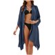 thumbnail image 1 of Conjunto de Bikini de Mujer Estilo de Camisa Suelta Cardigan Blusa de Humo Cubierta, Estampado de Poliéster para la Piscina de Playa Y Vacaciones de Verano, 1 of 9