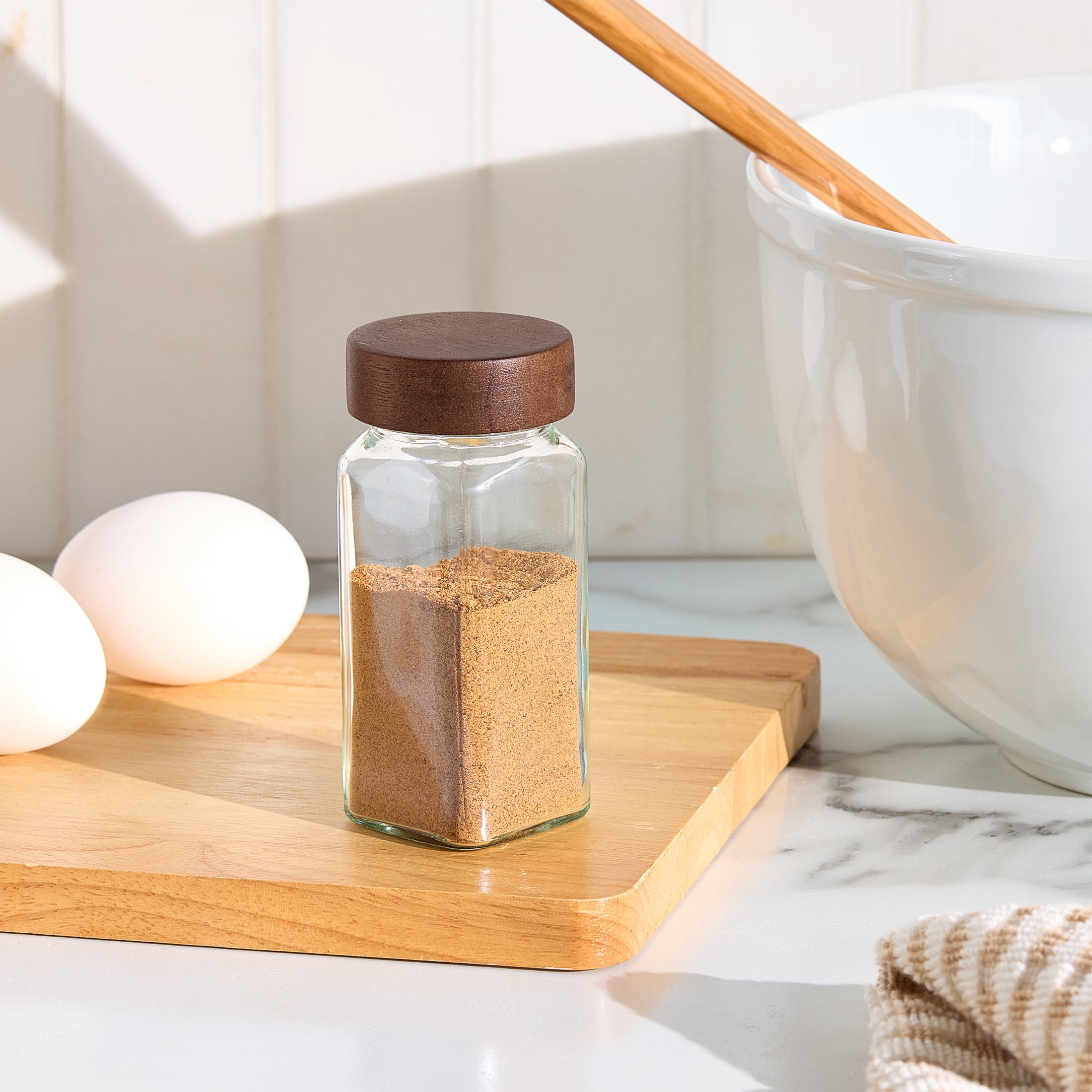 Better Homes and Gardens Glass Spice Jar with Wood Lid