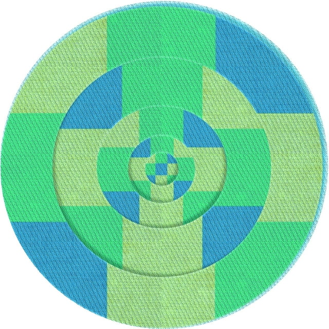 Ahgly Company Machine Washable Indoor Round Transitional Lime Mint Green Area Rugs, 8' Round