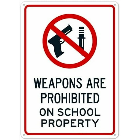 Are Prohibited On School Property Sign Property Facility Safety Signs Metal Tin Sign 8x12 Inch Clear Warning for Home & Busines