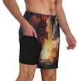 thumbnail image 2 of Logiee Red And White Flame Fox Print Men's Swim Trunk,Quick Dry Board Shorts ,Men's Swim Trunks with Compression Liner, Bathing Suits with Pockets-Medium, 2 of 6