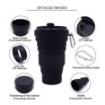 thumbnail image 3 of Taza de viaje plegable, taza de camping plegable de silicona, taza portátil sin Bpa a prueba de fugas, botella deportiva con tapas para senderismo (negro), 3 of 4