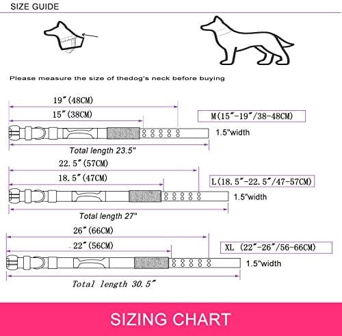 Reflective Dog Collar Heavy Duty Tactical with Control Handle and Metal Buckle for Dog Training(Large, Pink)