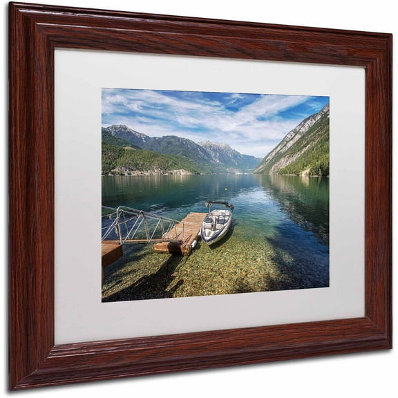 Trademark Fine Art "Lake" Canvas Art by Pierre Leclerc, White Matte/Wood Frame