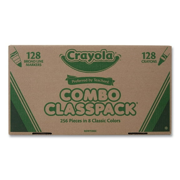 Crayola Crayons and Markers Combo Classpack, 256 Pieces in 8 Classic Colors
