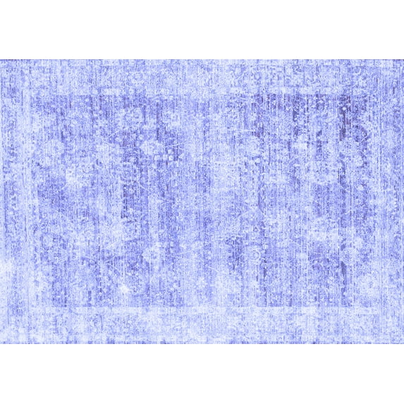 Ahgly Company Machine Washable Indoor Rectangle Persian Blue Traditional Area Rugs, 7' x 9'
