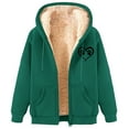 thumbnail image 3 of BiZtdJrK Women's Winter Sweatshirts Jackets Heart and Paw Printed Cute Zipper Hoodie Long Sleeve Drawstring Sherpa Lined Hooded Jacket with Pockets Army Green XXL, 3 of 5