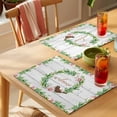 thumbnail image 4 of Spring Botanical Placemats Set of 6 Garden Birds Floral Leaves Gray Woodn Place Mats Indoor Wipeable Table Mats Washable Cloth Dining Table Placemats for Kitchen Holiday Party Home Decor 13x19 Inch, 4 of 9