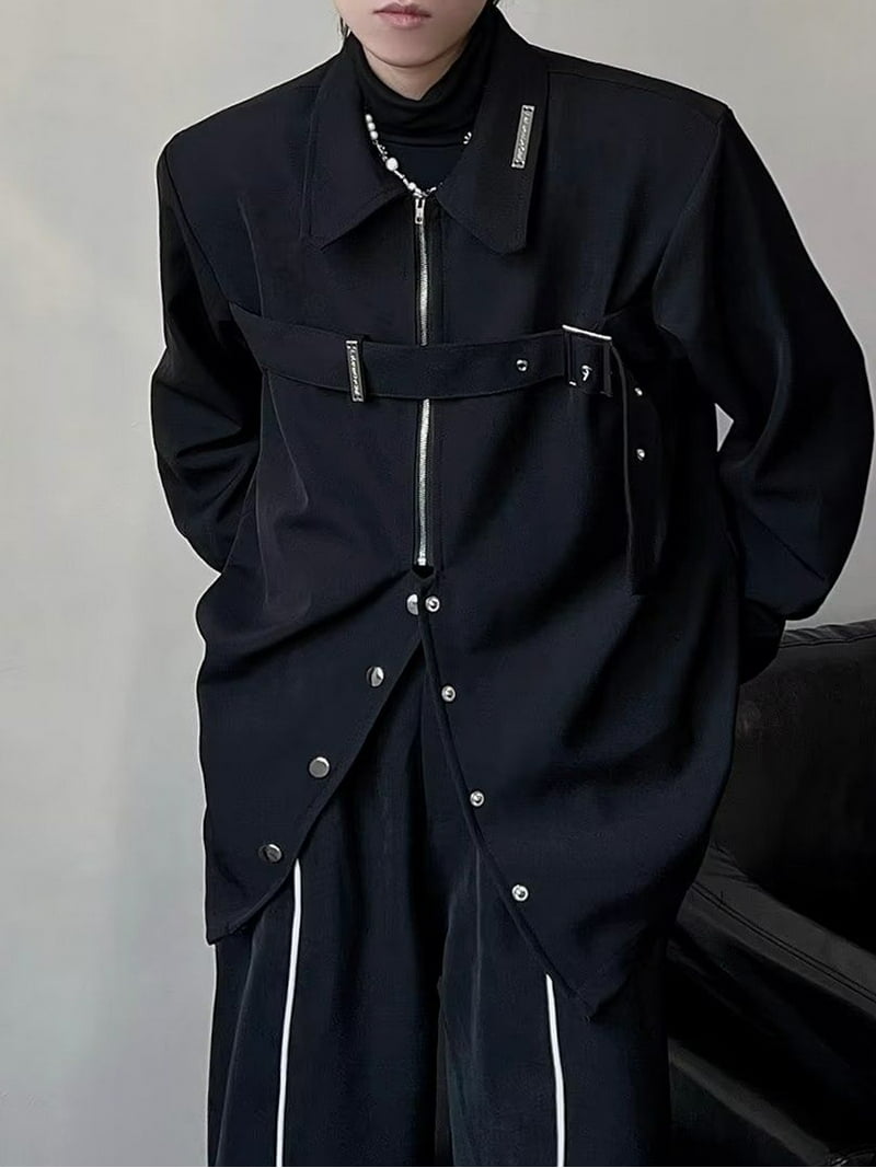AnQingLueLv Techwear Shirts Men Darkwear Hip Hop Blouses