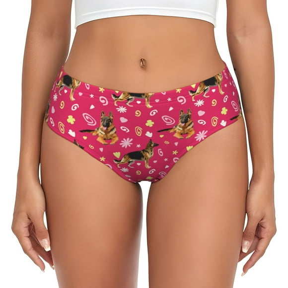Balery German Shepherd Dog Ropa Interior de Algodón para Mujer con Dibujo – Braguitas Cómodas y Elásticas, Estilo Clásico-4X-Large
