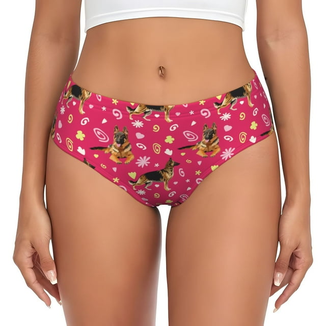 Balery German Shepherd Dog Ropa Interior de Algodón para Mujer con Dibujo – Braguitas Cómodas y Elásticas, Estilo Clásico-4X-Large