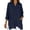Navy, variant on Womens Summer Notch Neck 3/4 Sleeve Tops Oversized Solid Color with Pocket Side Split Tees Daily T-Shirts
