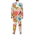 thumbnail image 5 of Kll Flowers And Birds Watercolor Sleepwear Mens Flannel Pajamas,Long Cotton Pj Set, 5 of 9