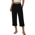 thumbnail image 2 of Stamzod Women Capri Pants 2026 Summer Straight Wide Leg Capris Beach Vacation Casual Cropped Trouser Black C XL, 2 of 6