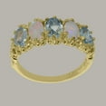 thumbnail image 3 of LBG British Made 14k Yellow Gold Natural Aquamarine & Opal Womens Eternity Ring - 33 size options - Size 7, 3 of 8