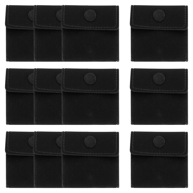 20 bolsas de terciopelo para joyas con botón a presión de 2.8x2.8 pulgadas para anillos, collares, pulseras, aretes y relojes, negro