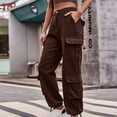 thumbnail image 4 of Lmnyox Loose Cargo Pants for Women Wide Leg Elastic Waist Trousers with Pocket Summer Hiking Workout Lounge Pants, 4 of 7