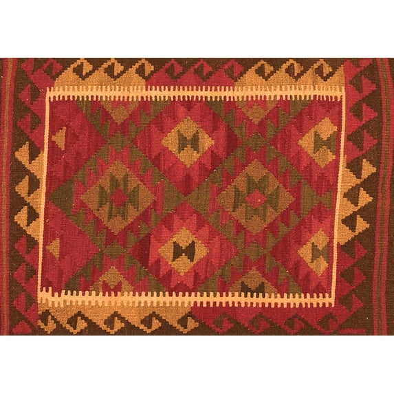 Ahgly Company Indoor Rectangle Oriental Orange Traditional Area Rugs, 2' x 3'