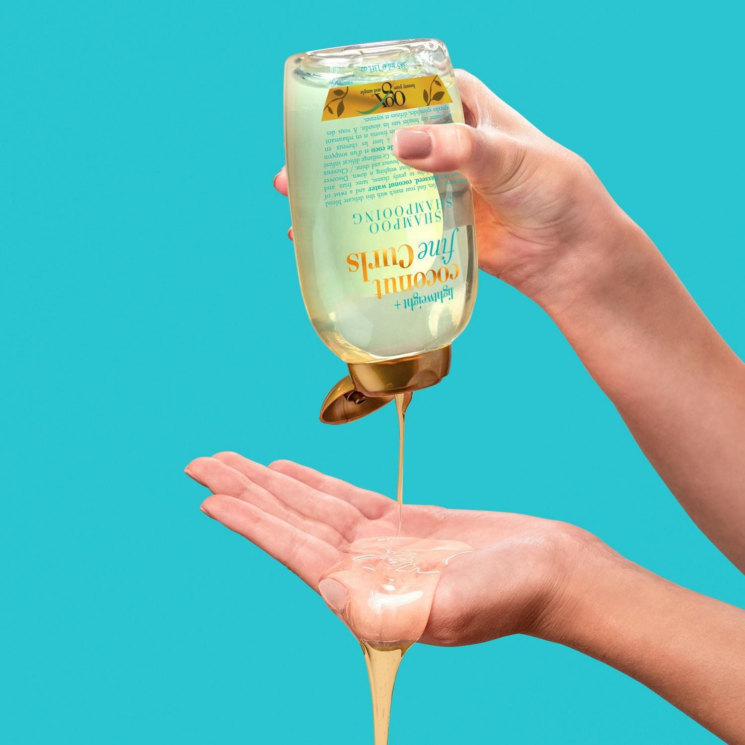 OGX Lightweight + Coconut Fine Curls Shampoo, Lightweight, Shampoo for Curly Hair, Coconut Water Shampoo, Flaxseed Oil, Citrus Oil