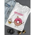 thumbnail image 3 of Smartprints Womens Graphic Tee - Happy Birthday Donut & Cupcake - Regular Fit 100% Cotton, 3 of 4