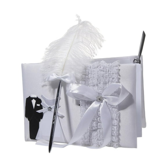 Fanmusic Wedding Guest Book, 40 Pages,9.84'' x 6.30'' x0.59'', White