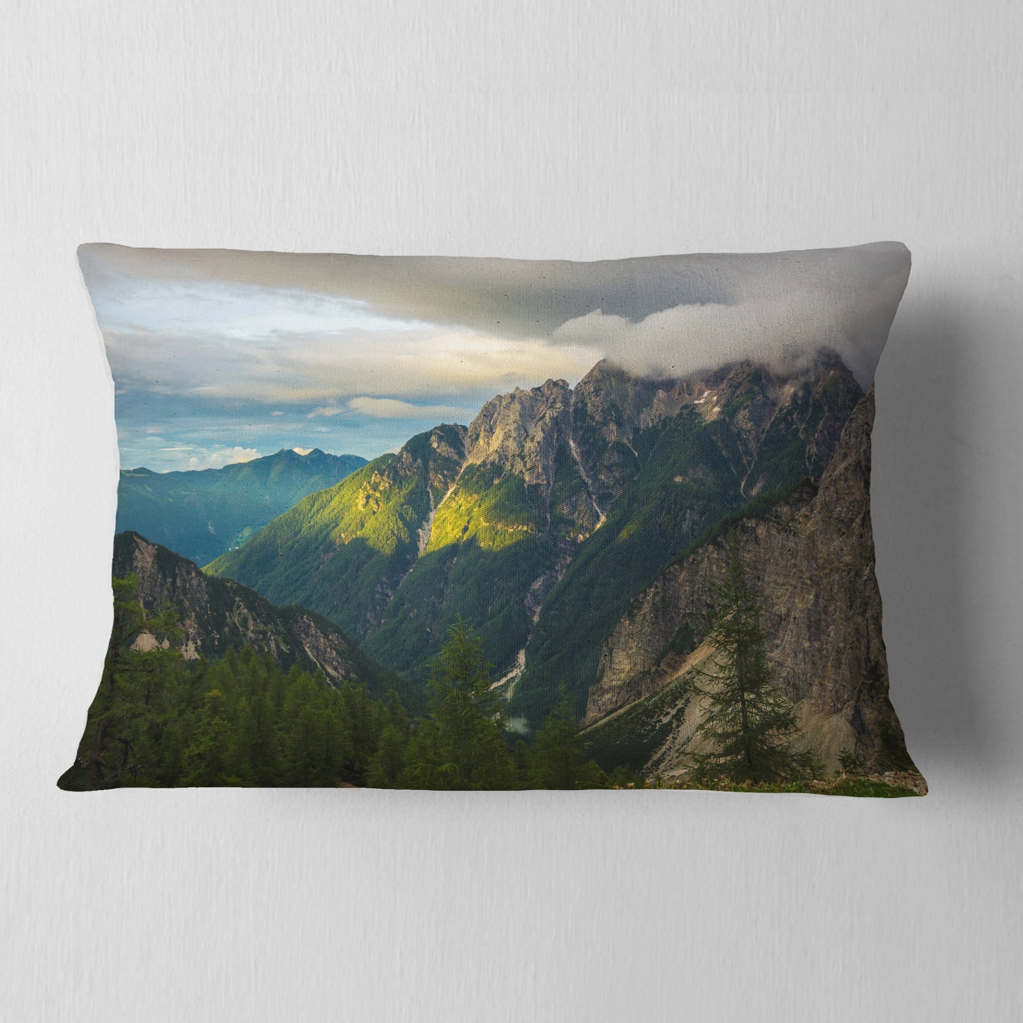 Designart Sunrise with Yellow Reflection - Landscape Photo Throw Pillow - 12x20