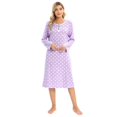thumbnail image 3 of Baywell Womens Polka Dot Nightgown Long Sleeve Sleepwear Button Down Henley Nightshirt Soft Sleep Dress for Women Girls, S-2X, 3 of 8