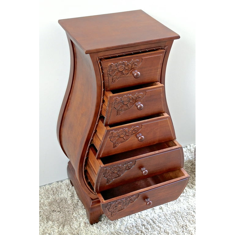International Caravan Five Drawer Bombay What Not Chest International Caravan Five Drawer Bombay What Not Chest