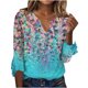 thumbnail image 2 of ICHUANYI Clearance Women's Casual Printing Three Quarter Sleeve V Neck Button T-Shirt Tees Blouse(Multicolor, M) ICHUANYI WER2023081100370, 2 of 5