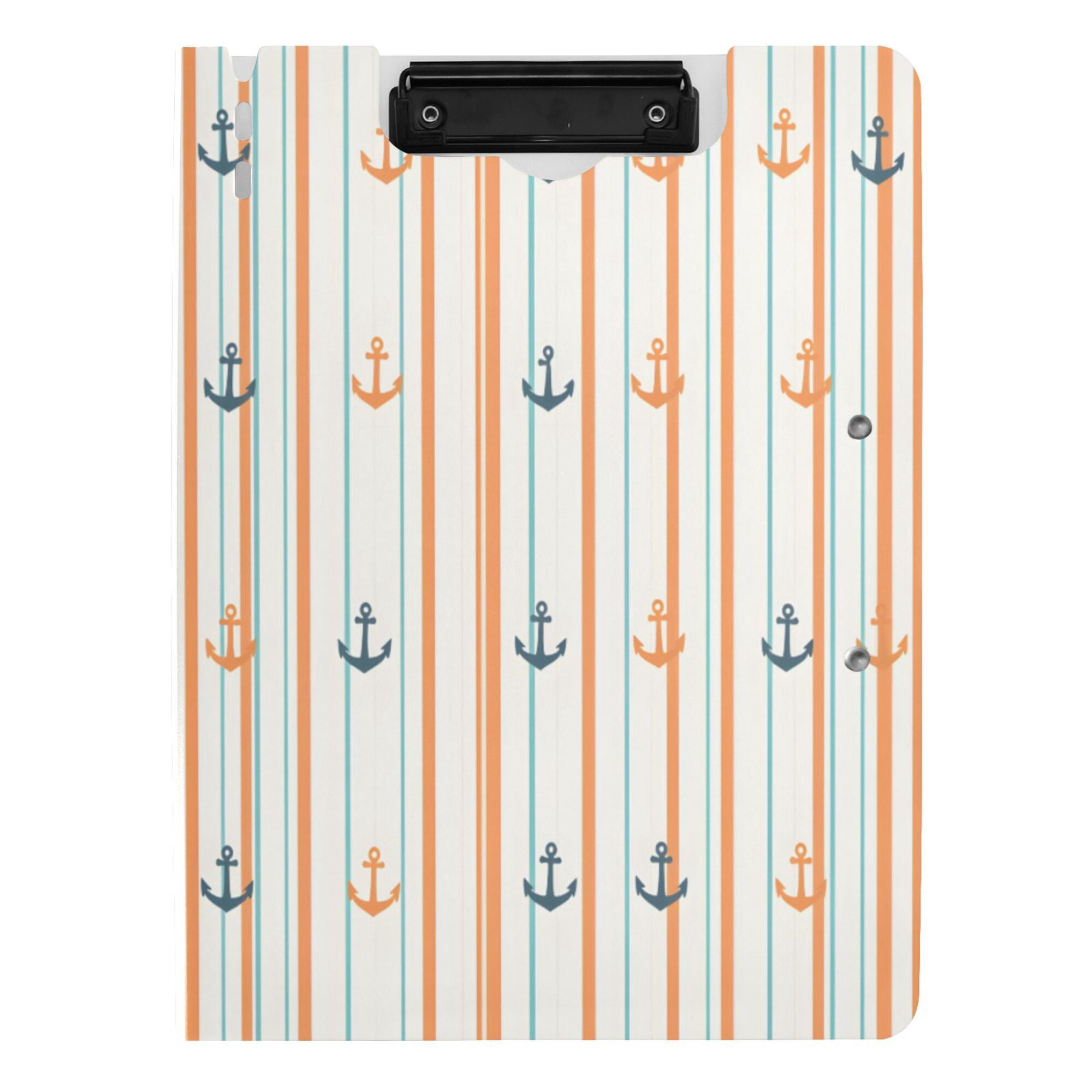 FORMRS A4 Clipboard Folder with Pen Holder Horizontal Foldable School Office Binder, Beige Nautical Pattern