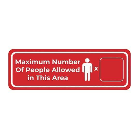 Signs ByLITA Maximum Number Of People Allowed in This Area: (Enter Your Number) Door or Wall Sign Durable ABS Plastic | Laser Engraved | Easy Installation | Elegant Design Sign (Red) - Large