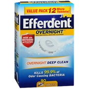 Efferdent PM Overnight Anti-Bacterial Denture Cleanser Tablets 90 ea (Pack of 4)