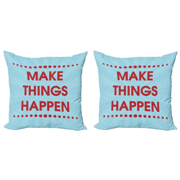 Ambesonne Saying Throw Pillow Cover 2 Pack, Positive Life Motivation, 16", Turquoise Maroon