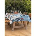 thumbnail image 2 of Outdoor Tablecloth with Umbrella Hole and Zipper, Blue Grey Christmas Rectangle Table Cloth 60x102 Inch Waterproof Tablecloth, Snowman Xmas Tree Snowflake Winter Picnic Table Cover for Patio Camping, 2 of 7