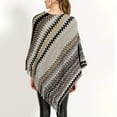 thumbnail image 4 of SWSMCLT Women's Knit Poncho Sweater Zig Zag Pullover Adult Winter Convertible Tassel Fringe Crochet Fall Hippie Mexican Aztec Poncho Wrap Soft Shawl Asymmetrical Cape Grey One Size, 4 of 4