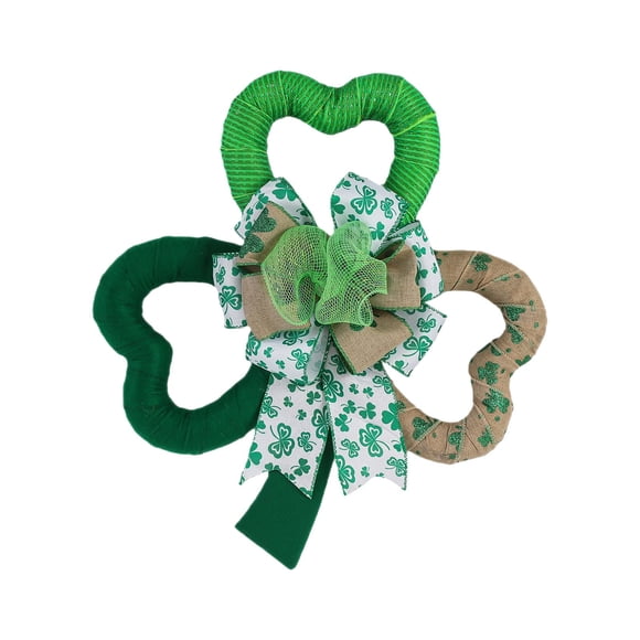 Floral Wreath Decoration St. Day Wreath For Front Door Decoration Artificial Wreath with Glitter Green Bow Wreath For Irish St. Day Decor Spring Home Wall Window Fireplace Artificial Wreath, Silk Flo