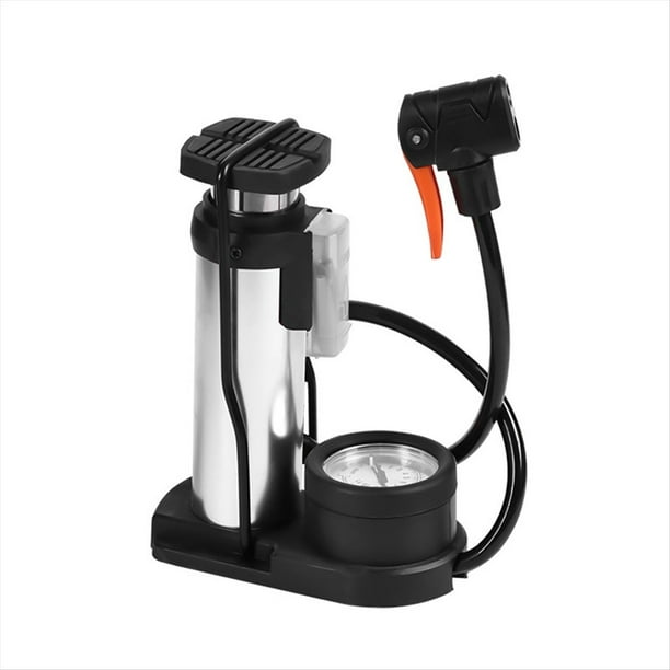 Bomba de Pie Portátil para Bicicleta, Inflador de Neumáticos Activado con Mano y Pie para Bicicletas/Pelotas con Válvula y Manómetro Externo