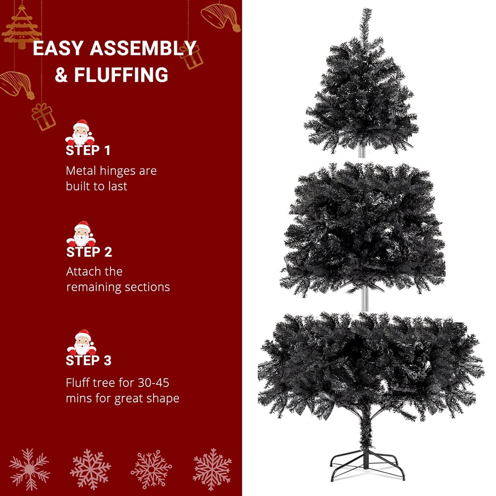 Kepooman 7.5FT 2500 Branch Artificial Christmas Pine Tree Holiday Decoration, Easy Assembly for Outdoor and Indoor Decor, Black Kepooman 7.5FT 2500 Branch Artificial Christmas Pine Tree Holiday Decoration, Easy Assembly for Outdoor and Indoor Decor, Black