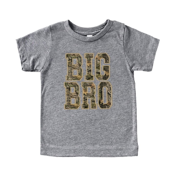 Big Bro Camo Shirt for Boys Matching Sibling Graphic Tee Camouflage Older Brother TShirt Granite Heather Shirt 18 Months