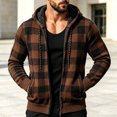 thumbnail image 2 of Ceisia Men Plaid Fleece Lined Hooded Jacket Buffalo Check Full Zip Drawstring Hood Side Pockets Warm Coat For Cold Weather Outdoor Casual Street Style Gift, 2 of 5