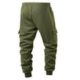 thumbnail image 5 of ZHUGeLI Mens Joggers with Pockets Casual Fashion Thickened Warmth Sport Pocket Elastic Solid Color Elastic Waist Jogger Pants Army Green M, 5 of 5