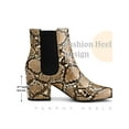 thumbnail image 6 of BLISSFUL STEP Women' s Ankle Boots Snake Print Chunky Heel Pointed Toe Pull On Boots Brown 9, 6 of 7